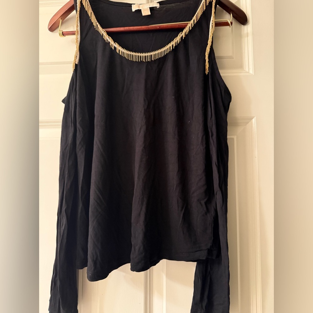 Michael Kors Black Top with Gold Chain Detail